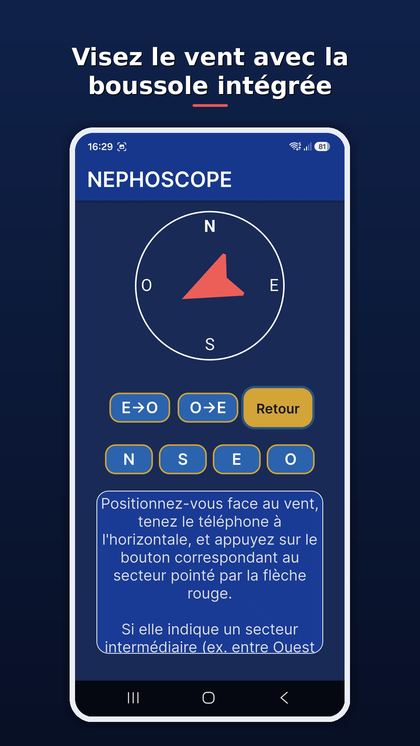 Boussole de direction du vent dans Néphoscope