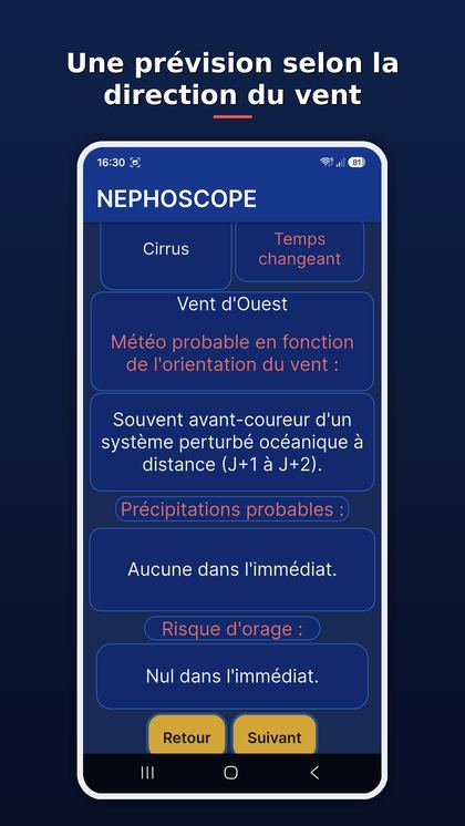 Prévision météo selon le vent dans Néphoscope